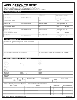 California Rental Application Form