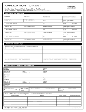 California Rental Application Form