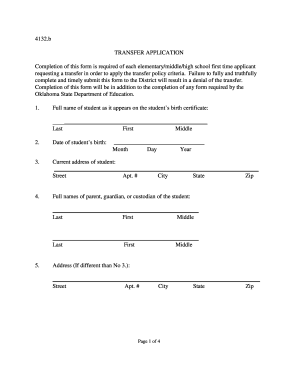 Oklahoma School Transfer Application