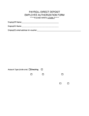 Payroll Direct Deposit Employee Authorization Form