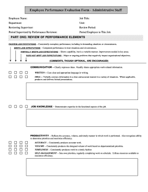 Employee Performance Evaluation Form - Administrative Staff