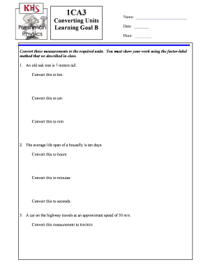 Unit Conversion Worksheet