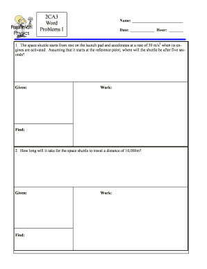 Physics Problem Worksheet