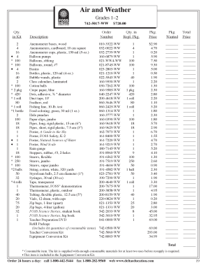 Air and Weather Science Kit Order Form