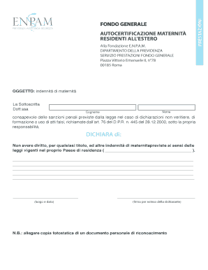 Autocertificazione Maternità