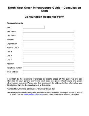 North West Green Infrastructure Guide Consultation Response Form