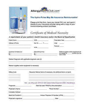 Certificate of Medical Necessity