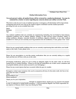 Medical Information Form