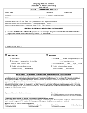 Certificate of Medical Necessity