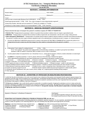 Certificate of Medical Necessity