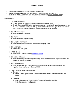 Site Identification Form