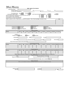 Broker Price Opinion Form