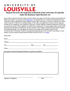 Request Form for University Records Inspection