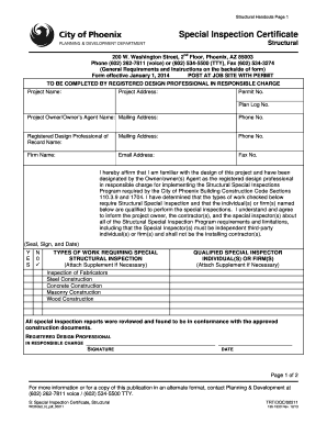 Special Inspection Certificate, Structural