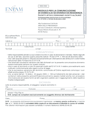 Modulo per la comunicazione di domicilio