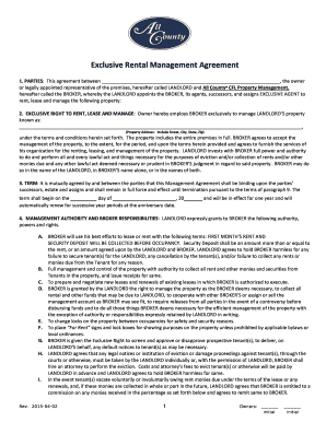 Exclusive Rental Management Agreement