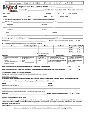 Beyond the Bell Child Enrollment Form