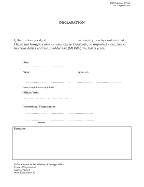 Denmark Car Import Declaration