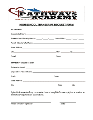 High School Transcript Request Form