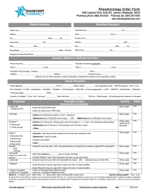 Rheumatology Order Form