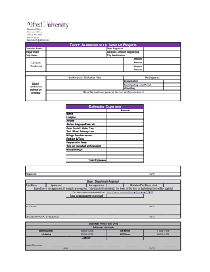Travel Authorization & Advance Request Form