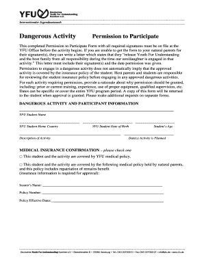 YFU Dangerous Activity Permission Form