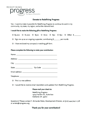 Redefining Progress Donation Form