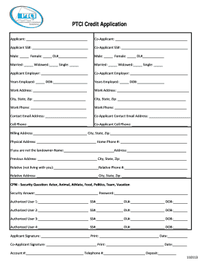 PTCI Credit Application Form