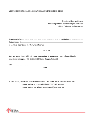 Modulo Bonus Fiscale