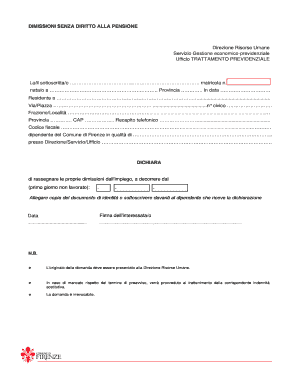 DIMISSIONI SENZA DIRITTO ALLA PENSIONE