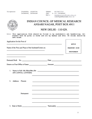 Indian Council of Medical Research Job Application Form