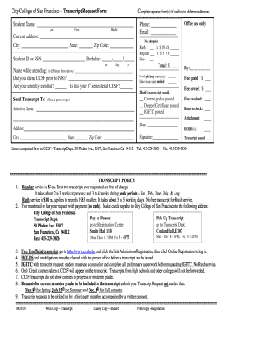 City College of San Francisco Transcript Request Form