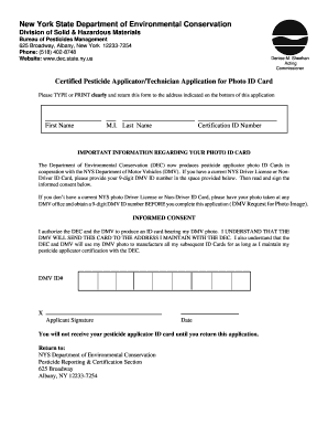 New York Pesticide Applicator Photo ID Application
