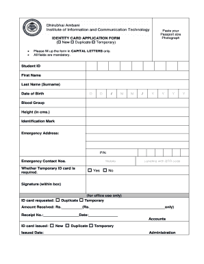 Identity Card Application Form