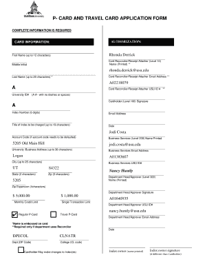 P-Card and Travel Card Application Form