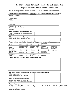 Health & Social Care Service Request Form