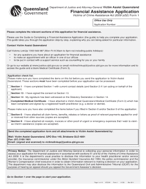 Queensland Victims of Crime Financial Assistance Application