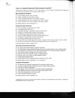 General Ergonomic Risk Analysis Checklist