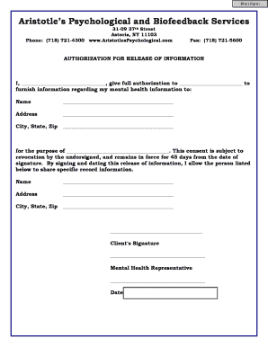 Authorization for Release of Information