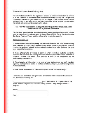 Freedom of Information and Protection of Privacy Act Consent Form
