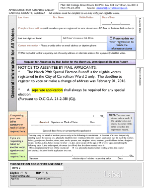 Absentee Ballot Application
