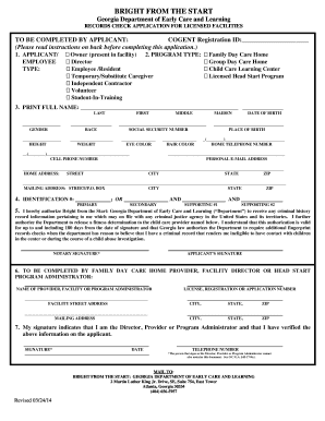 Georgia Records Check Application for Licensed Facilities