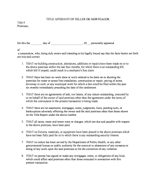 Affidavit of Seller or Mortgagor