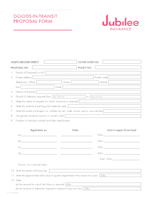 Bgoodsb-in-transit proposal bformb - Jubilee Insurance