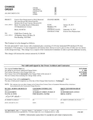 AIA G701 Change Order Form