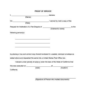 Proof of Service for Arbitration