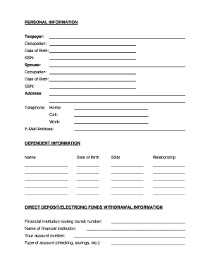 US Federal Tax Dependent Information Form