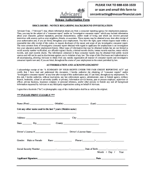 Advicare Background Check Authorization Form