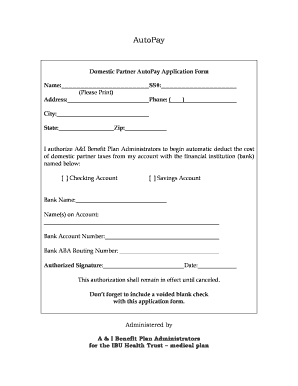 Domestic Partner AutoPay Application Form