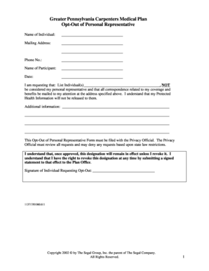 Greater Pennsylvania Carpenters Medical Plan Opt-Out Form